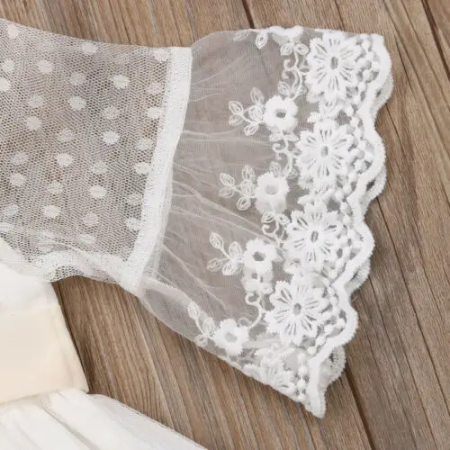 Весеннее праздвечерние кружевное платье для маленьких девочек модное белое