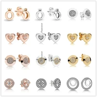 authentic 925 sterling silver polished crown o signature stud earrings for women wedding gift fashion jewelry