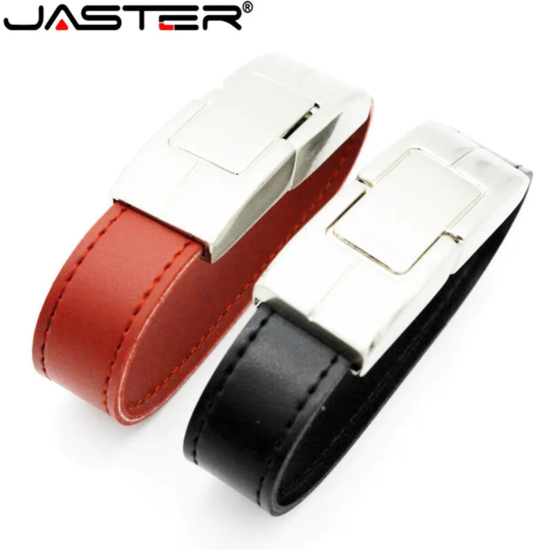 JASTER модный креативный металлический USB флеш-накопитель, кожаный и металлический Брелок USB 2,0 32 ГБ 16 ГБ 8 ГБ 64 Гб карта памяти полная емкость