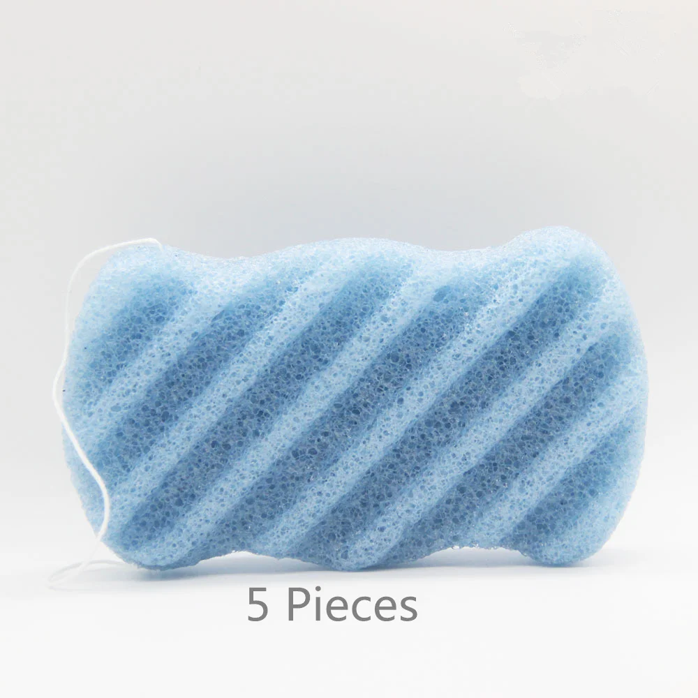 5pcs blue 5 шт коньяк губки Конняку Косметическая пуховка уход за лицом флаттер Очищение лица мытье хлопка макияж инструменты для отшелушивания, купания - Цвет: 5pcs blue