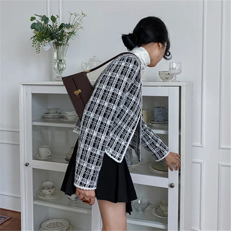 

2020 New Fashion Design Sense Autumn And Winter Temperament Women's Korean Loose Casual Tweed Woven Short Jacket