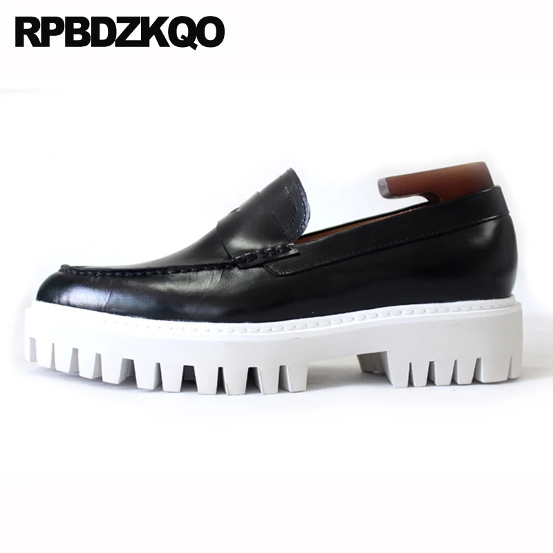 Мокасины мужские из натуральной кожи белые на платформе | Обувь