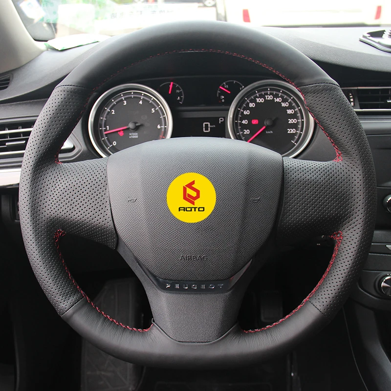 Ручная швейная Оплетка на рулевое колесо Крышка для Peugeot 408 2014 2015 funda volante кожаный