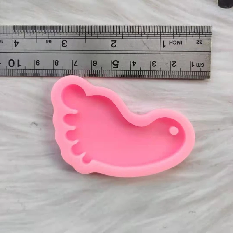 

N0HE Handmade Baby Footprint Keychain Mold DIY Footmark Keychain Pendant Silicone Resin Casting Molds Jewelry Making Tools