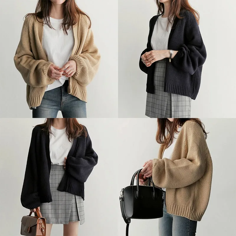

Woman Sweater Cardigan Female Autumn Winter Korean Style Fashion Casual Long Sleeve V-Neck Short Knitted Cardigan Jacket Coats