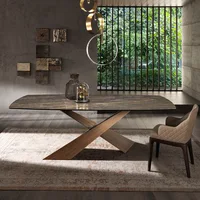 Black White Rock Marble Slate Table Chair Combination For Dinner Italian-Style Minimalist Stable Rectangular Furniture Set