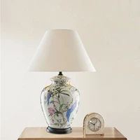 chinese ceramic hand painted flower and bird vase table lamp bedroom bedside living room decoration led e27 lighting desk lamp