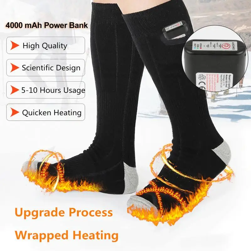 

Upgrade Charging Electric Heating Socks Winter Foot Warmers Outdoor Activities Cold Protection Unisex Heating Long Socks 3.7V