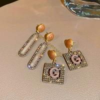 vintage elegant geometric letters drop earrings for women girl s925 needle high quality aaa zirconia jewelry weddings party gift
