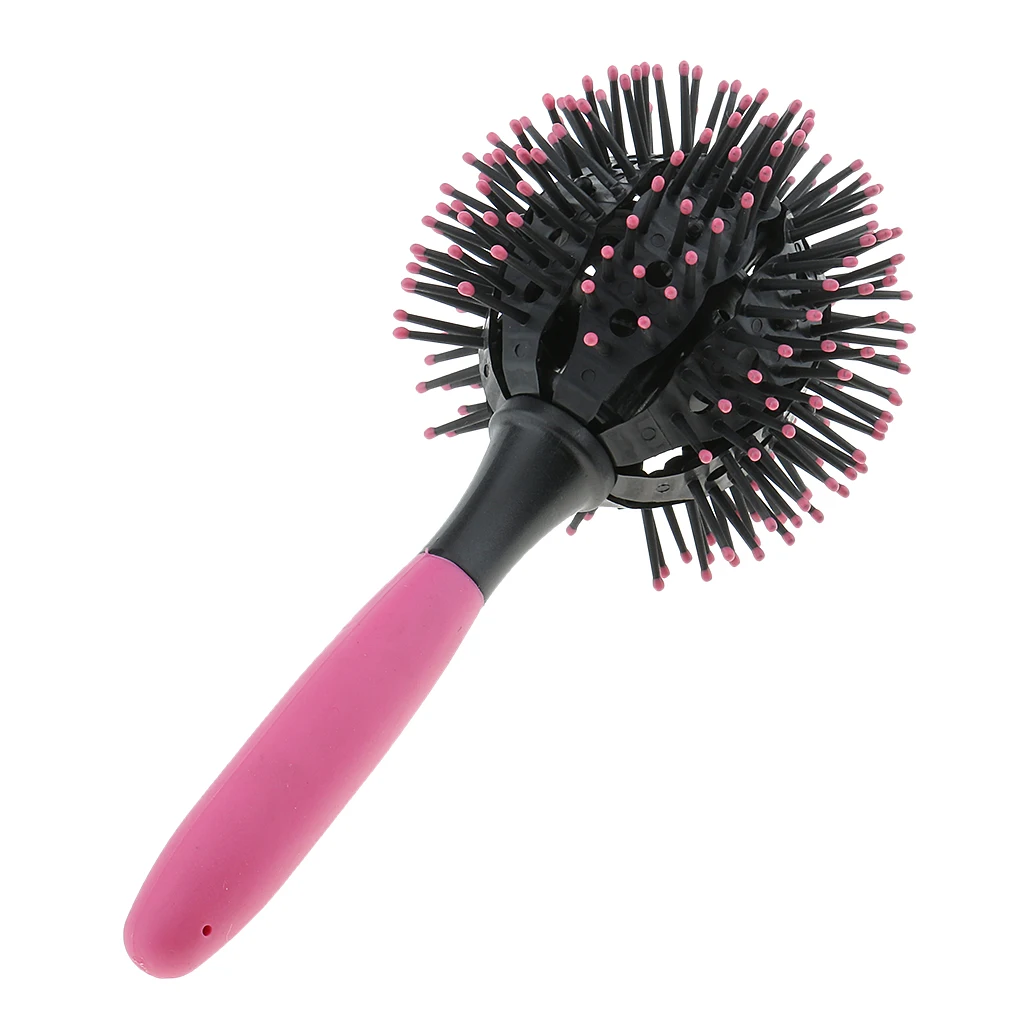 

3D Round Wavy Hair Comb Salon Hairdressing Styling ing Brush PINK