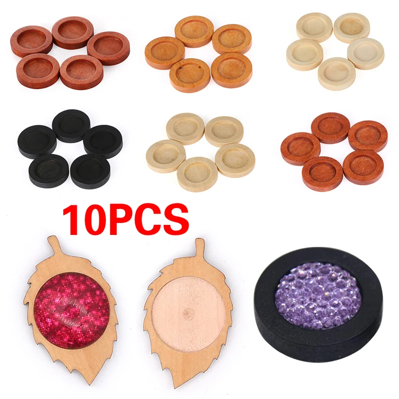 10 шт. деревянная Смола круглая подставка для кабошона Камея полое ожерелье с