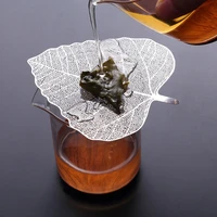 creative bodhi leaf tea filter stainless steel leaf tea infusers teapot cup strainers leaves bookmark chinese tea set accessorie