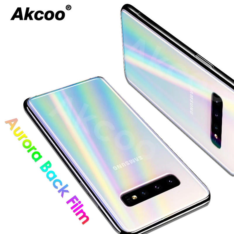 

Akcoo 2 pack Aurora gradient back film for Samsung S10 Plus rear rainbow protector S8 9 Plus Note 8 9 10 Plus back prtector film
