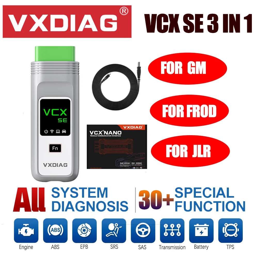 

Диагностический сканер OBD2 VXDIAG NANO SE PRO 3 в 1, инструмент для диагностики автомобиля, для Ford, GM, JLR, ECU, DPF, EPB, BMS