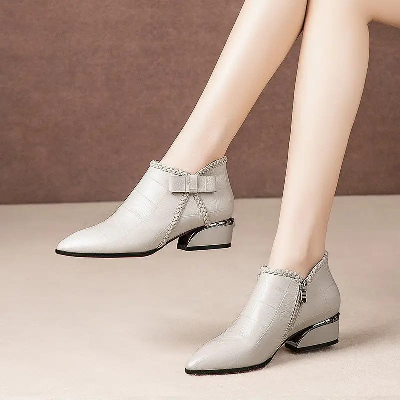 

Plus Size 42 Ankle Boots Women Platform Lace Up Buckle Shoes Thick Heel Short Boot Ladies Casual Footwear Botas Mujer High Boot