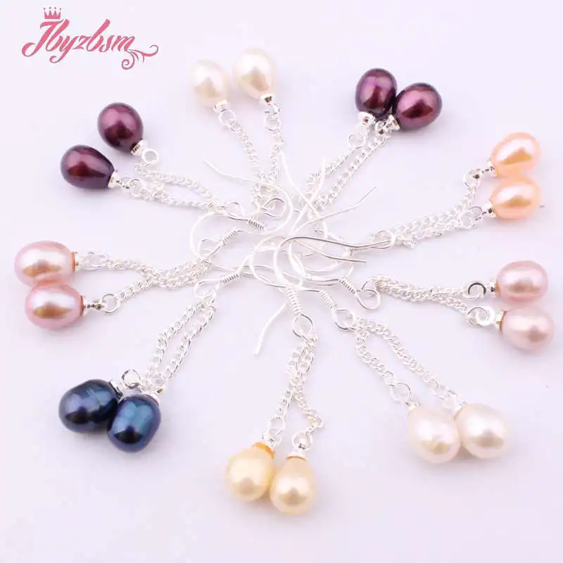 4 6x5 7mm Natural Oval Freshwater Pearl Gem Stone Beads White Tibetan Silver Dangle Hook Earrings 1 Pair Wholesale Free Shipping|hook