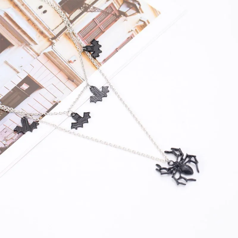 Ожерелье на Хэллоуин жуткая черная подвеска в виде летучей мыши ожерелья для
