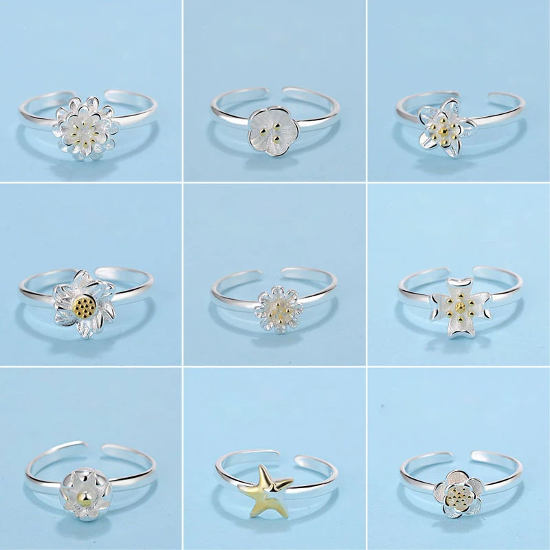Простое корейское модное регулируемое кольцо с цветком качественные ювелирные