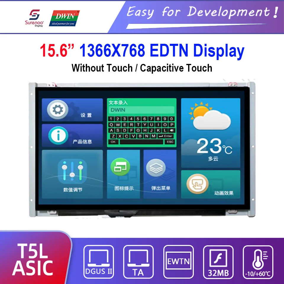 

Интеллектуальный дисплей Dwin T5L HMI, dmg13768c156 _ 03w 15,6 "EDTN 1366X768, емкостная сенсорная панель с ЖК-дисплеем