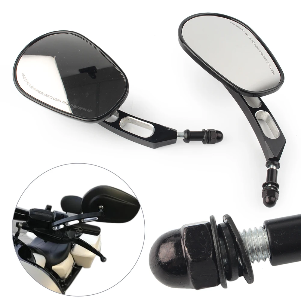 

2x Gloss Black Motorcycle Edge Cut Rearview Side Mirror For Haley Sportster 883 Softail Touring Dyna