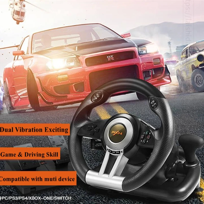 Гоночная игра рулевое колесо USB двойная вибрация со складной педалью для