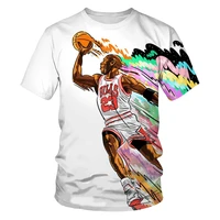 2021 summer hot new 3d printing basketball mens and womens fashion t shirt cool polyester casual fashion sports top