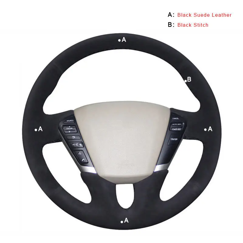 Suede Leather Оплетка автомобиля на руле Крышка для Nissan Teana 2008-2012 Мурано 2009- Quest 2011- DIY интерьер Авто-Стайлинг - Название цвета: Suede Leather