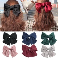 fashion solid color quality large beautiful girls silk bow hairpins girls lovely popular hair clips for women hair accessories