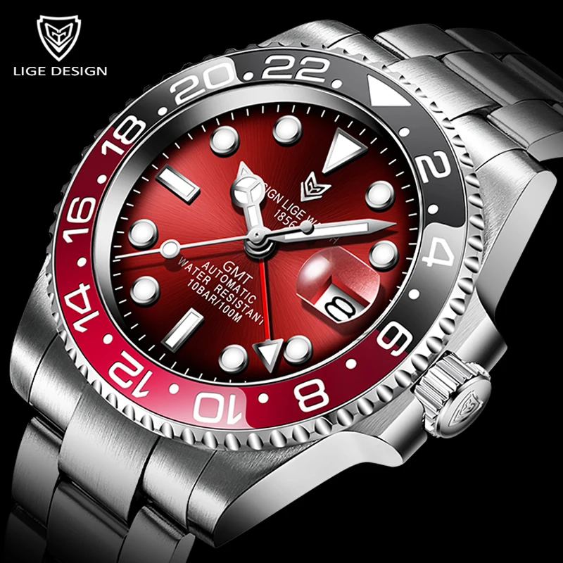 Часы Reloj Hombre LIGE Мужские Наручные Механические спортивные водонепроницаемые