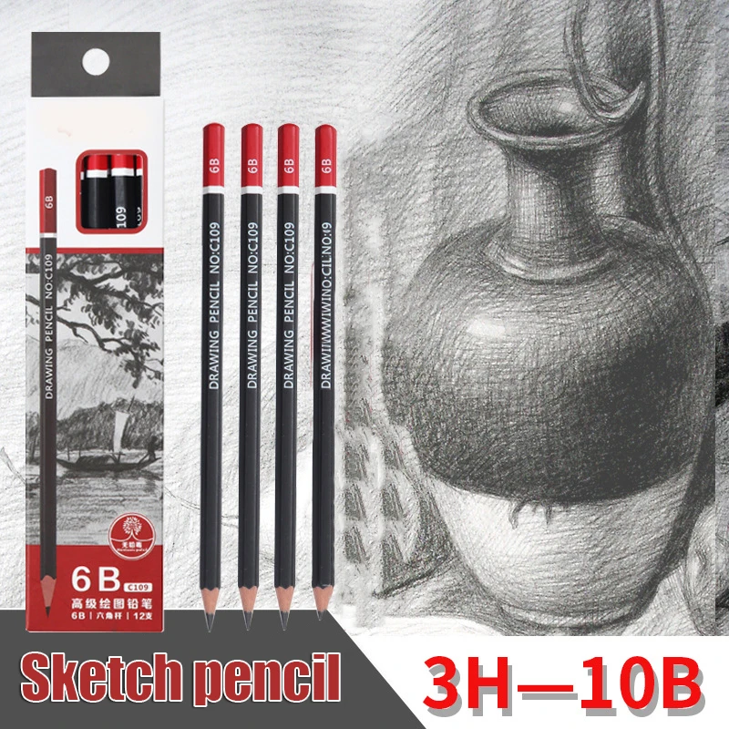 

Профессиональный набор карандашей для рисования, 12 шт., Графитовые карандаши, письменные принадлежности, ручка для начинающих и профессион...