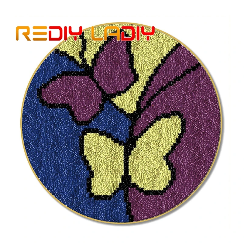 

Latch Hook Rug Purple Butterfly Crocheting Carpet Rug 100% Acrylic Yarn Sofa Cushion Mat Crochet Tapestry DIY Carpet Art & Craft
