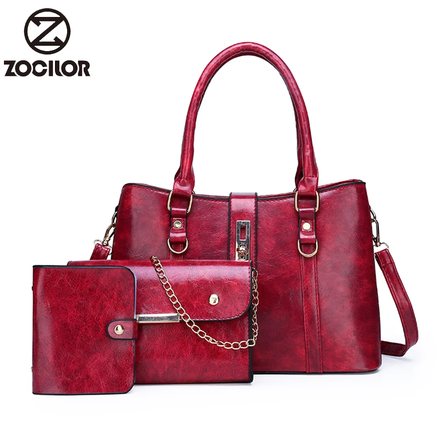 Три комплекта в стиле ретро большие женские сумки на плечо известный бренд