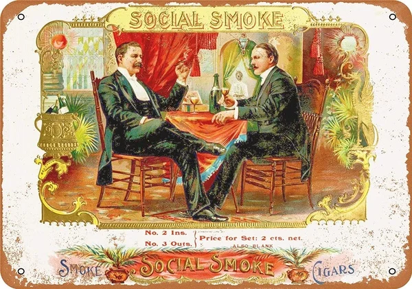 

Social Smoke Cigars Tin Sign art wall decoration,vintage aluminum retro metal sign,iron painting