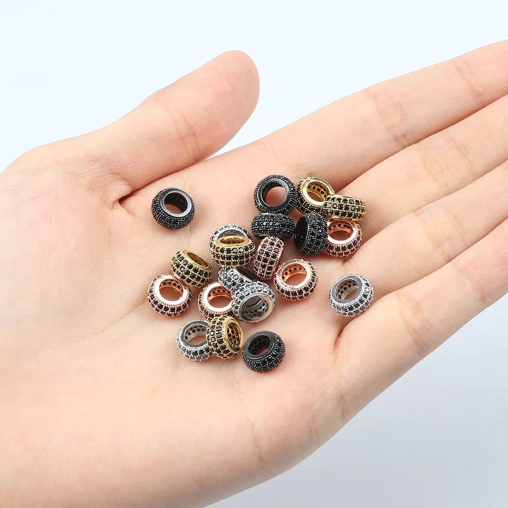 

3pc 7*3mm Best Quality Oblate Brass micro pave Cz Zirconia Spacer Beads for Jewelry Making Findings Diy Charm Bracelet Wholesale