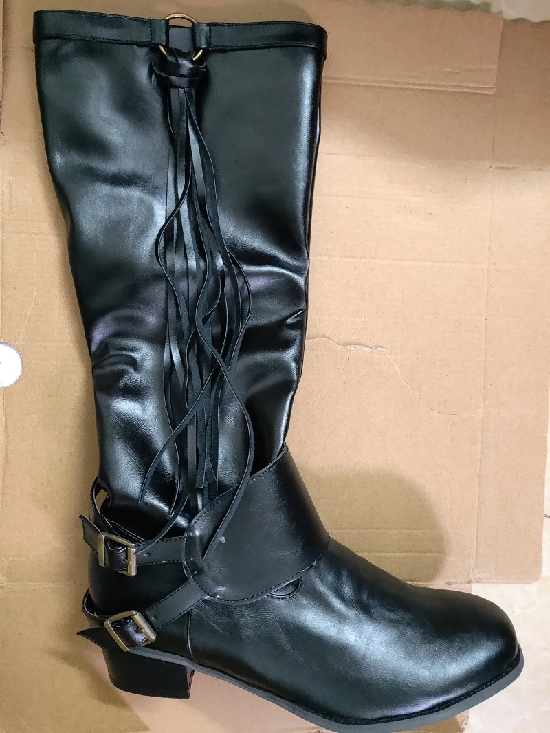 Zapatos mujer Зимняя обувь Женские высокие сапоги до колена Туфли из искусственной