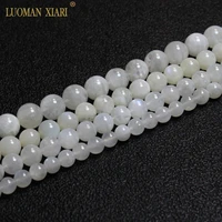 fine aaa 100 natural moonstone whit round gemstone beads for jewelry making diy bracelet necklace 6789 mm strand 15