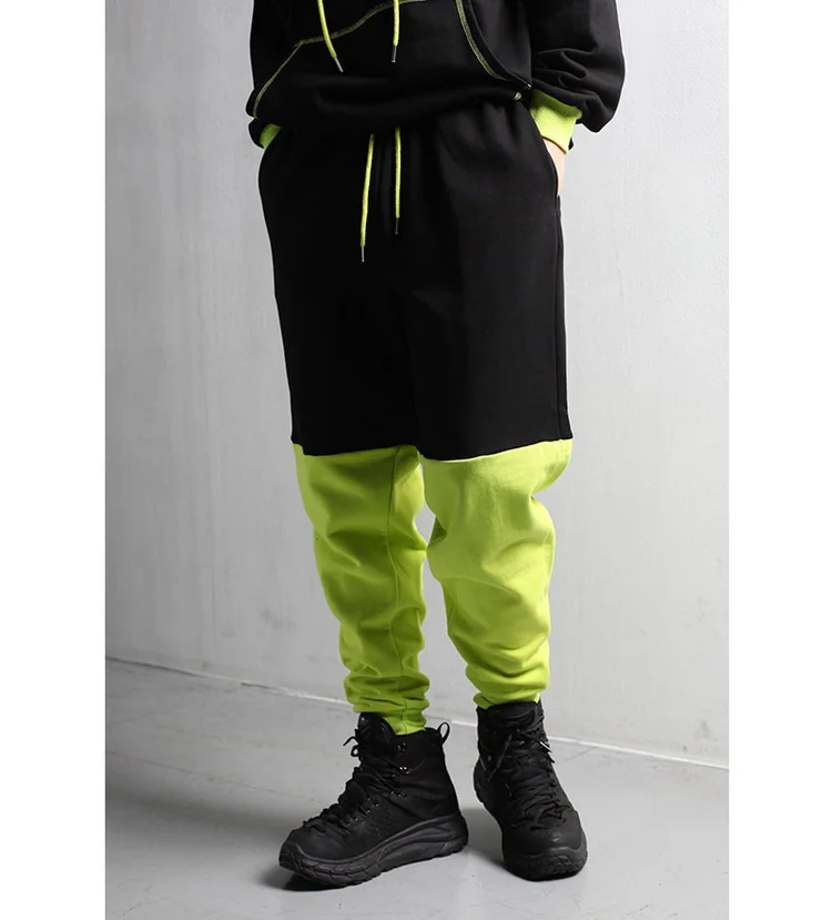 

Men's fashion patchwork casual pants men's autumn loose legged Harlem pants versatile Leggings