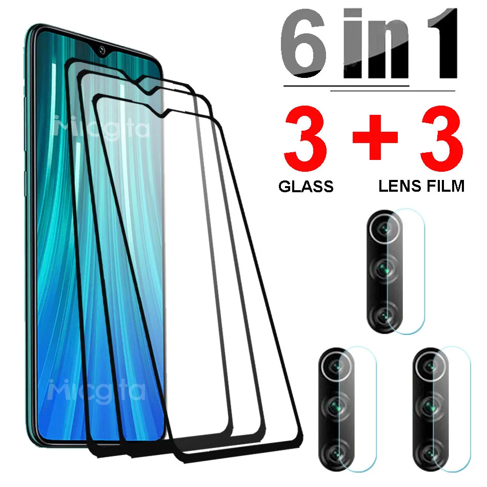 6 в 1 закаленное стекло для Xiaomi Redmi Note 8 Pro 2021 7 8A 7A защитная пленка объектива 8T