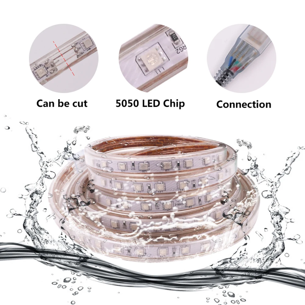 Светодиодная лента RGB для музыки 5050 SMD 220 в 110 В переменного тока 60 светодиодный 120