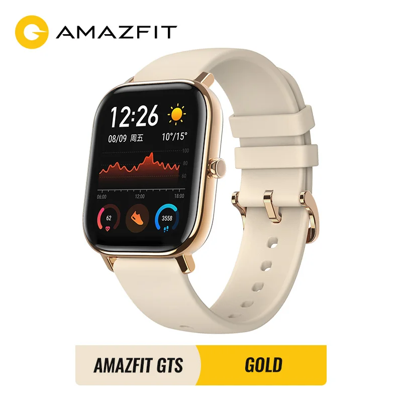 Gold Предпродажа Amazfit GTS Глобальная версия Умные часы SmartWatch GPS Бег Спорт ЧСС 5ATM Водонепроницаемый браслет AMOLED Amazfit - Цвет: Gold