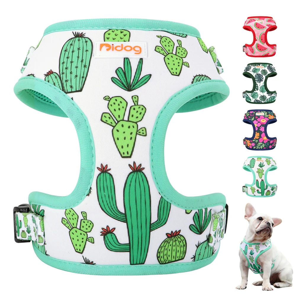 

Mesh Nylon Dog Harness Vest Soft Padded Dogs Cat Vests Harnesses Cactus Print For Small Medium Dog Cats French Bulldog Chihuahua