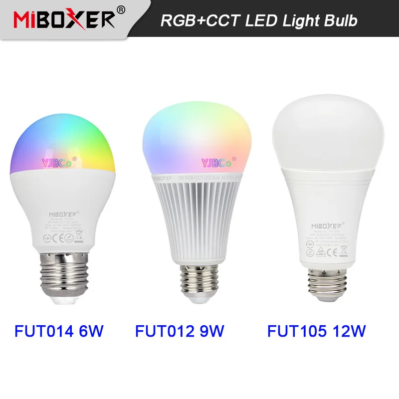 

Miboxer 6W 9W 12W E27 RGB+CCT LED Light Blub AC 110V 220V Smart Lamp FUT014/FUT012/FUT105 2.4G Remote Controller APP Control