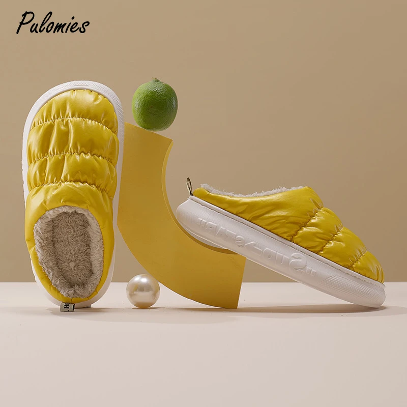 

Winter Wome Keep Warm Shoes Waterproof Casual Garden Shoes Platform Plush Sides Antiskid Indoor House Men Slippers For Women