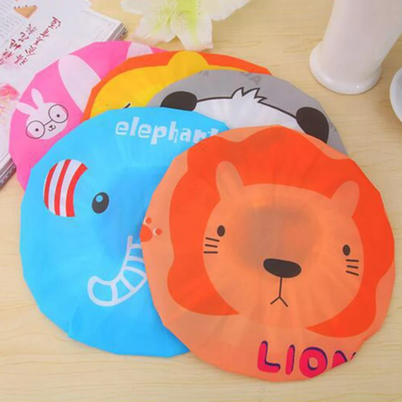 Водонепроницаемая шапочка для душа с мультяшными животными волос многоразовая