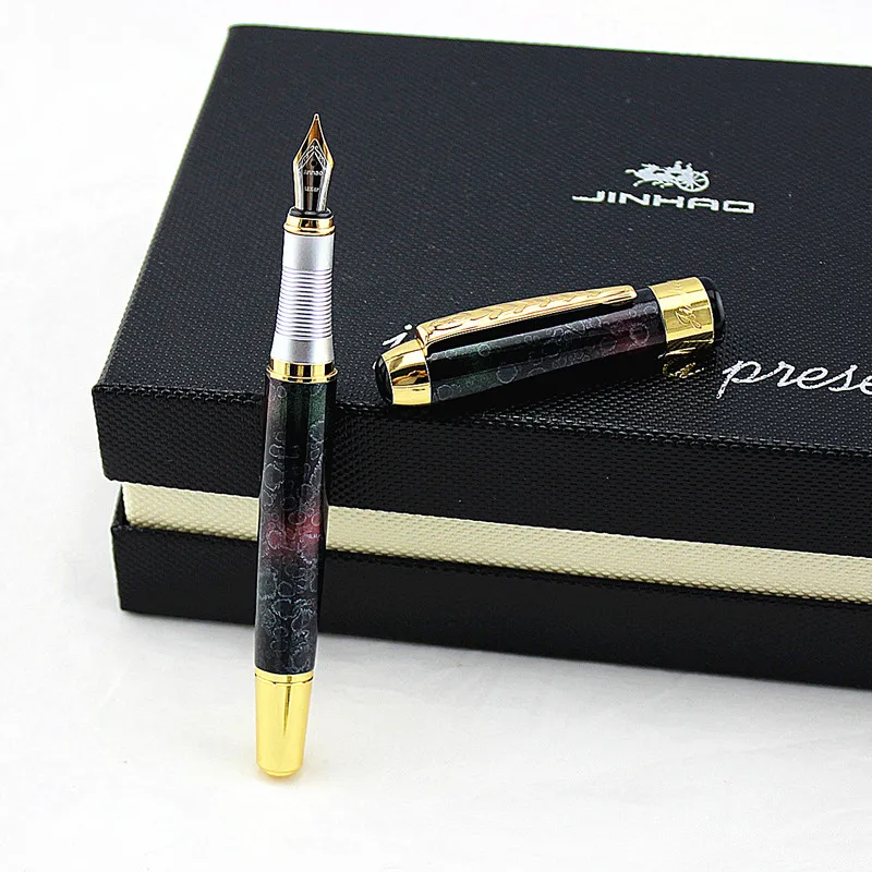 Jinhao 250 Гладкий зажим для шампанского и серебра 0,5 мм/1,0 мм ручка для каллиграфии высококачественная металлическая авторучка ручки для рождественского подарка