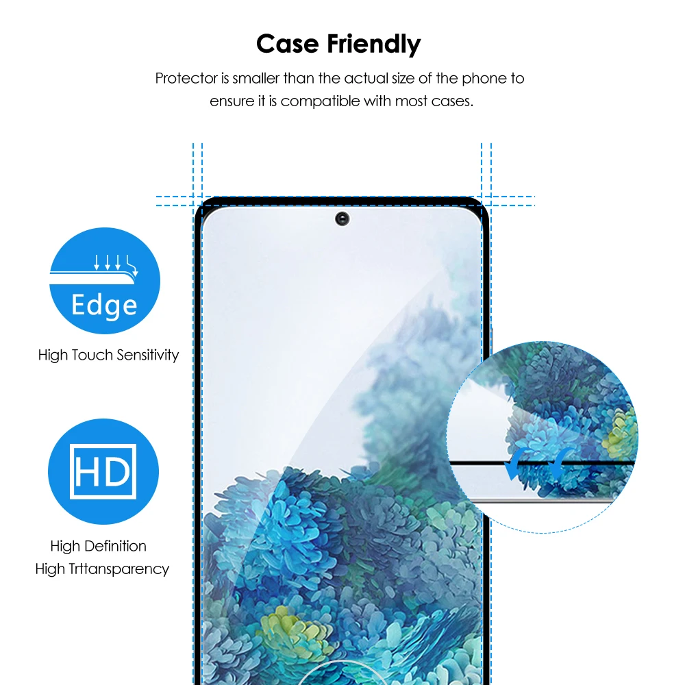 Qosea 2 шт. закаленное стекло для защиты экрана телефона Samsung Galaxy S20 5G + Ultra 9H 4D полное