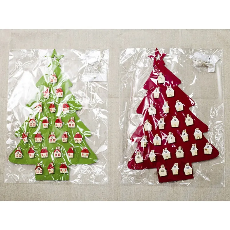 Рождественская светящаяся войлочная Подвеска для календаря с зеленым