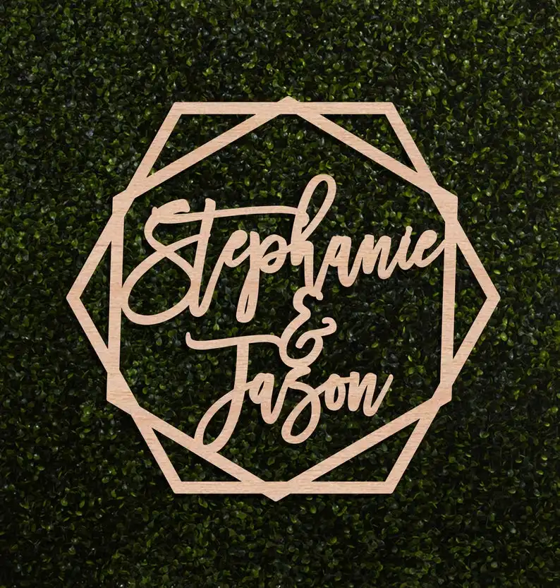 Деревянный лазерный вырез на заказ свадебная дверь настенный знак с именами