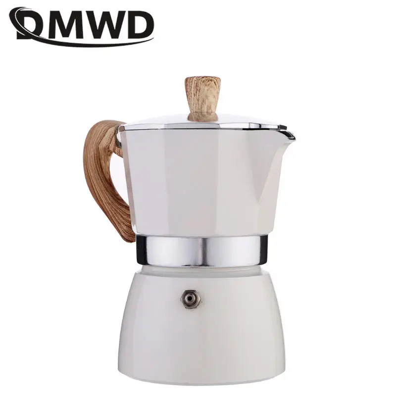 DMWD 3/6/9 Cups Thicken Aluminum alloy Moka Coffee Maker pot Latte Espresso Percolator Stovetop Filter Coffee Kettle for Barista