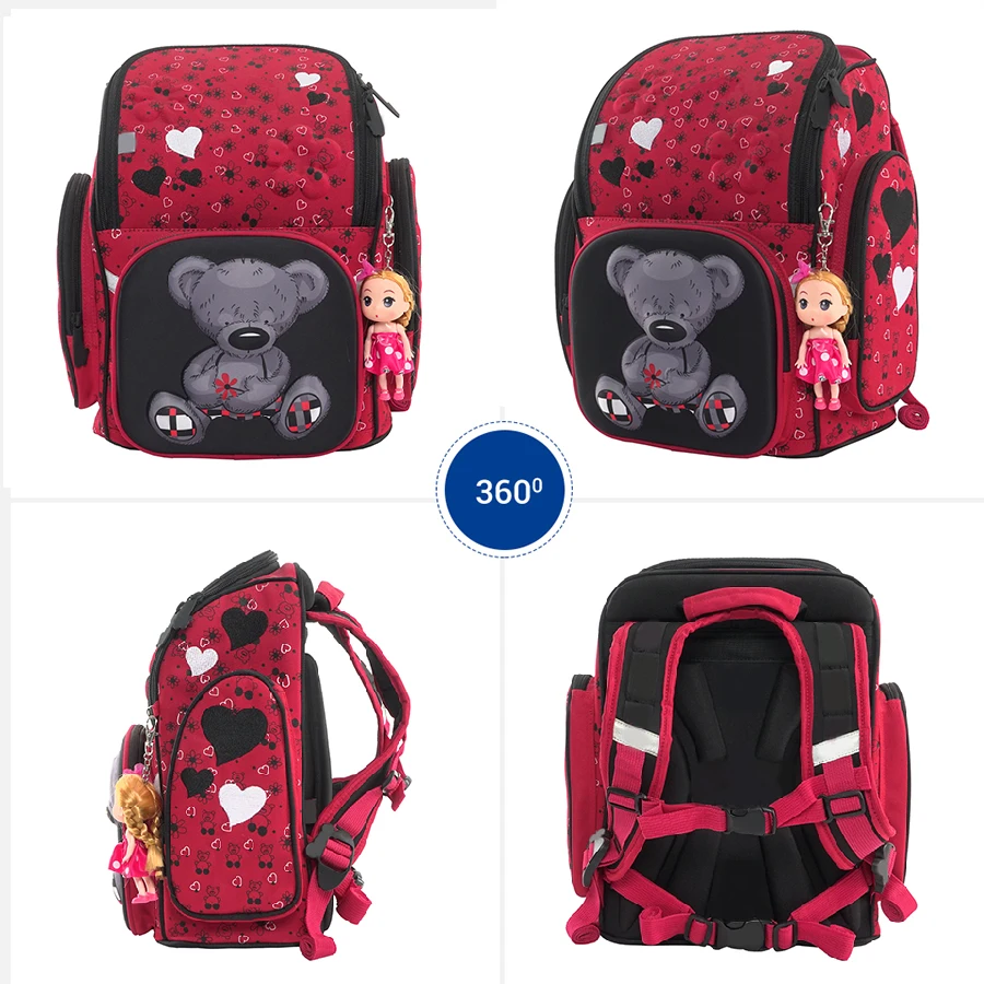 6111 Children 3D Cartoon School Bags For Girls Kids Bear Pattern Backpack Orthopedic SchoolBag Student Satchel Mochila Infantil